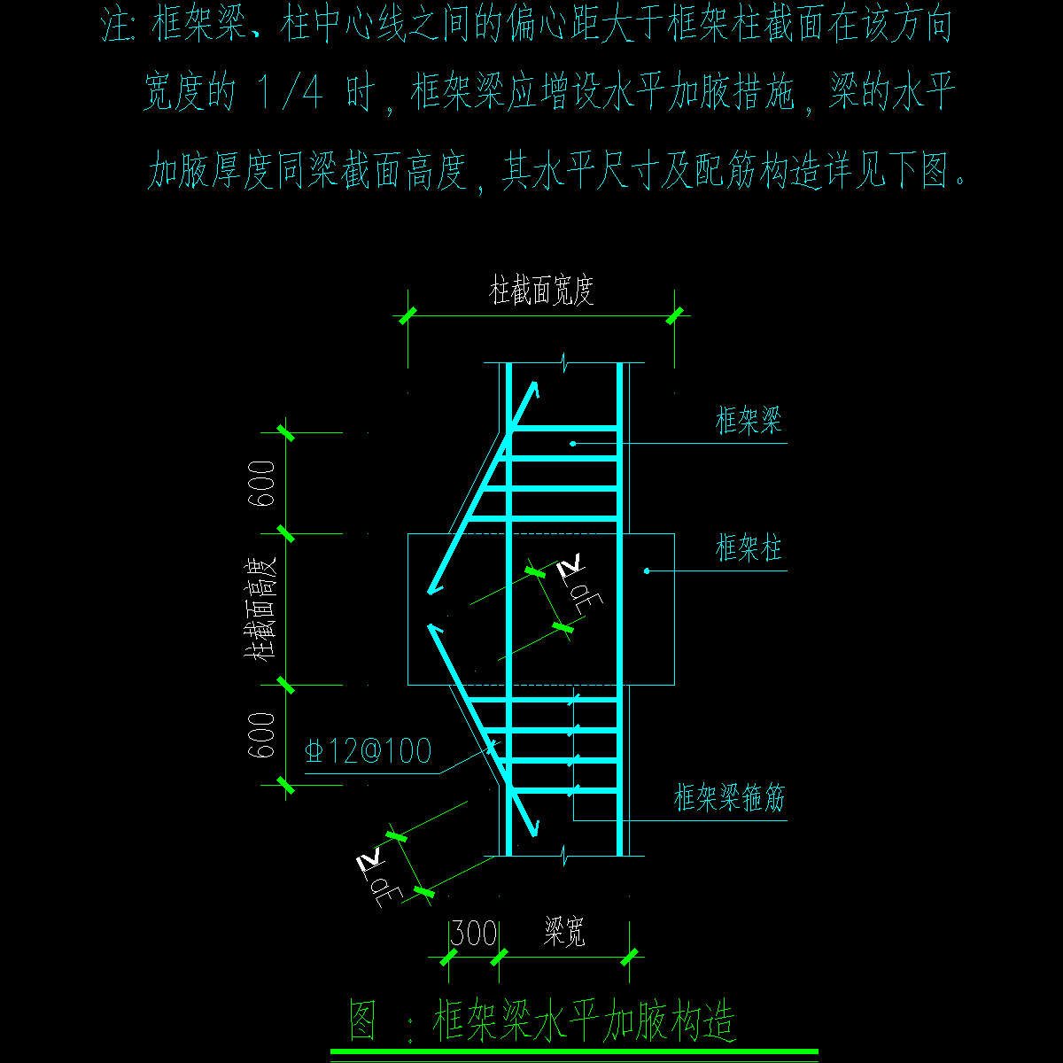 框架梁水平加腋节点构造CAD详图纸