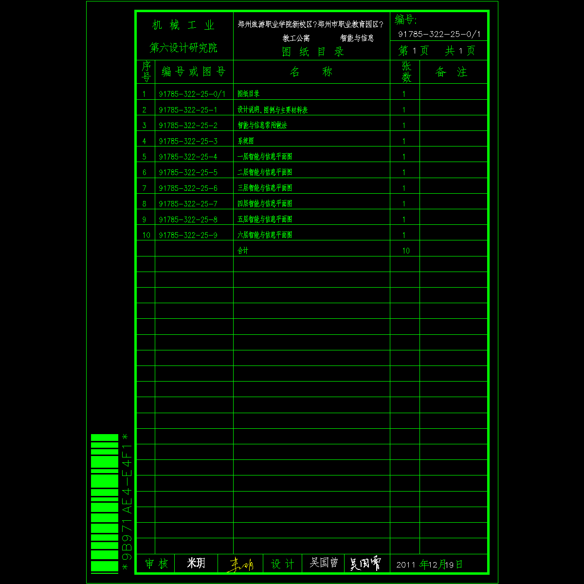 (91785-322-25-0 1)图纸目录(934667).dwg