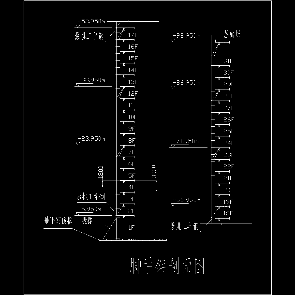 高层住宅楼落地及悬挑脚手架施工方案（附详图纸、计算书）,平面布置图