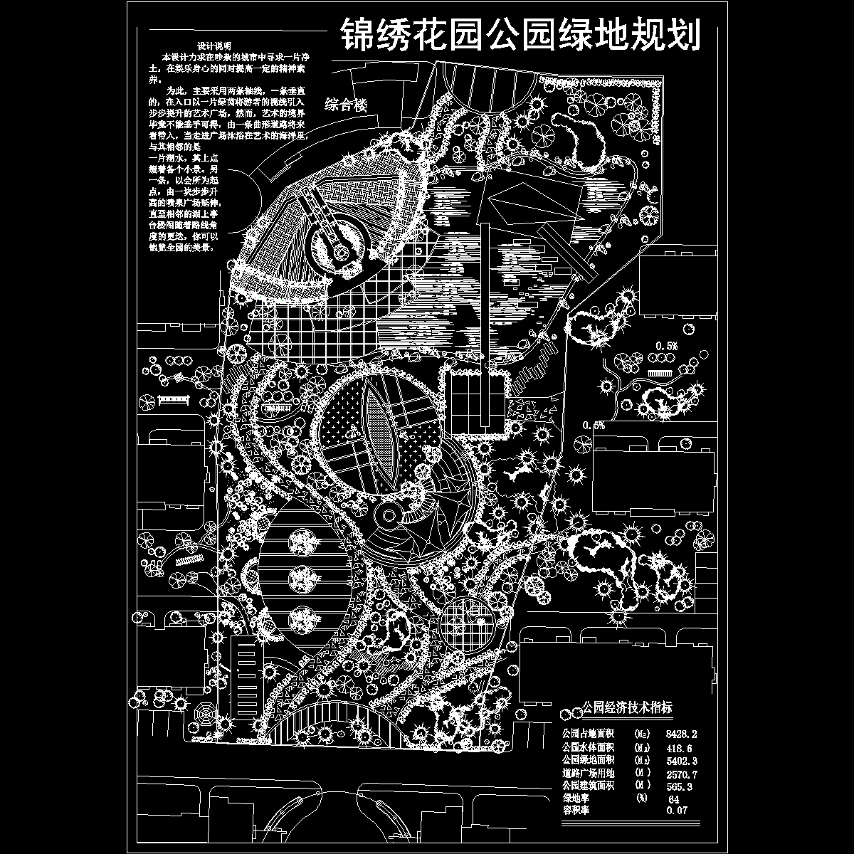 花园式公园绿地规划CAD图纸